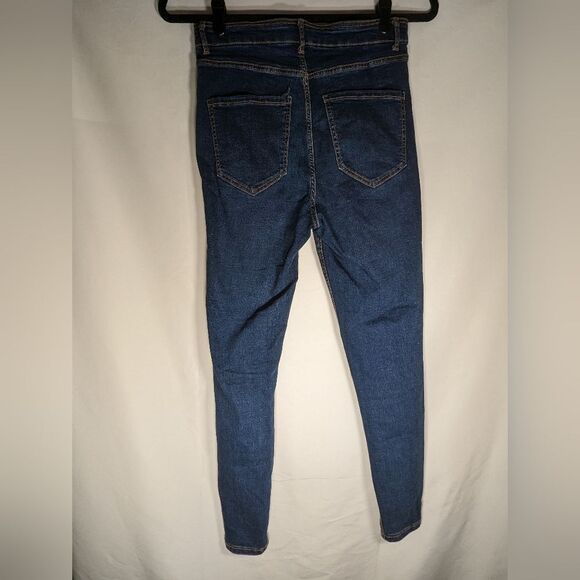 Zara Trafaluc Denim Collection White Stripe Down Legs Skinny High Waisted Size 8 - Picture 2 of 8